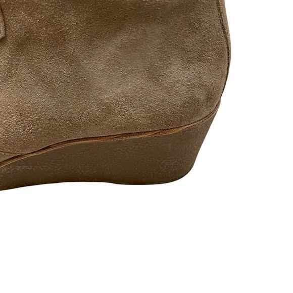 Lucky Brand Jaemma Tan Suede Leather Wedge Ankle Boots Size 8 - Picture 3 of 9